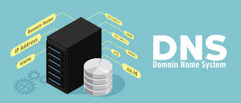Una ilustración vectorial donde se redirigen dominios web a sus servidores DNS y de ahí a sus hosting.